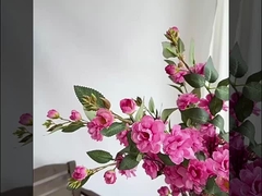 Camelia, flores artificiais, arranjos florais de camélias de várias cabeças, ramos longos, flor artificial