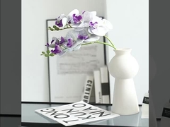 Uma película de 7 cabeças impressa em 3D fresca e elegante Phalaenopsis flor artificial, casa de luxo leve
