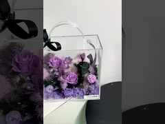 Caixa de arranjo de flores portátil em acrílico, buquê de flores frescas, caixa de embalagem de arte floral, material próprio
