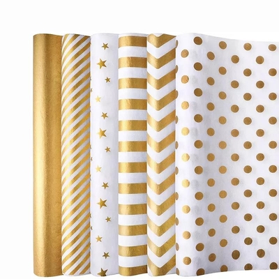 Bom preço. Folha de ouro papel de embrulho personalizado a granel com acessório de embrulho de presente reciclável com logotipo on-line