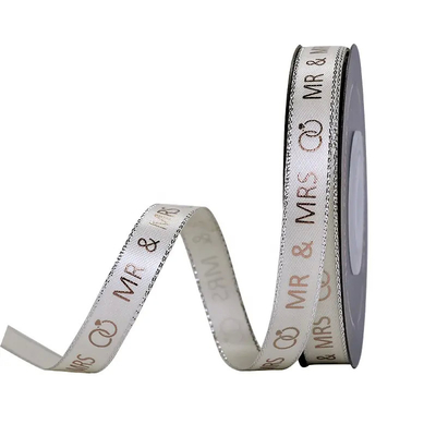 comprar Single Face Decoração de Casamento Caixas de Presentes Embalagem Custom Silk Satin Logotipo de fita impressa online manufacture