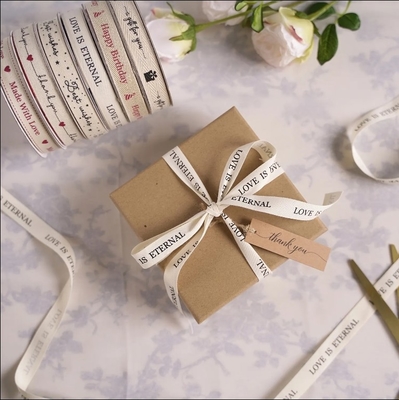 Bom preço. Decoração de embalagem de caixa personalizada Heringbone natural tinta de algodão fita impressa para presente e flor on-line