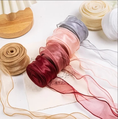 Bom preço. Cor-de-Rolha de fita de organza colorida para decoração de presentes Warp Glitter Wire Silk Ribbon para presentes de flores Embalagem de acessórios DIY on-line
