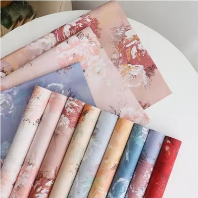 Bom preço. Papel de embrulho de buquê de flores de estilo coreano Vintage Rose Oil Painting Pattern Tissue Paper on-line