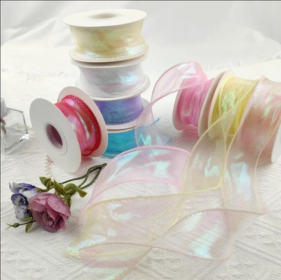Bom preço. Custom Solid Color Sheer Chiffon Pink Silk Organza Stain Ribbon For Wedding Gift Bouquets Decoração de embrulho on-line