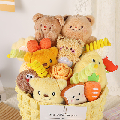 Bom preço. Urso de Manteiga boneca de desenhos animados lindo animal recheado Bouquet para namorada Pequena boneca presente on-line
