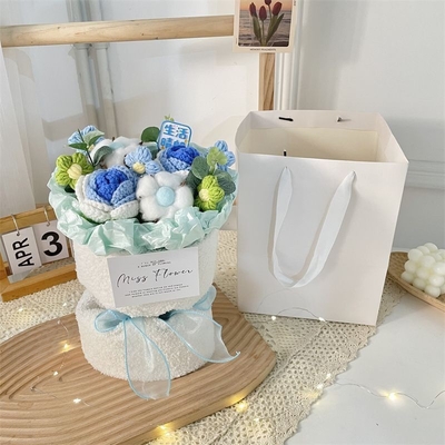 Bom preço. Bouquet de orelhas de coelhos de lã Arranjo de flores de mão 20x35cm Ideal para aniversários Bestie ou presente para professores on-line