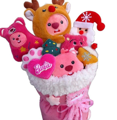 Bom preço. Adoráveis bonecas de castor rosa Bouquet de flores de pelúcia para os requisitos do cliente on-line