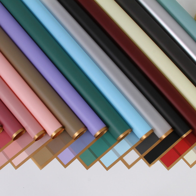 Bom preço. Novo Quadro Simples Jelly Film Solid Color Soft Light Paper Flower Bouquet Papel de Envolvimento Gold Edge Matte Fresh Flower Wrapping Paper Materiais DIY on-line