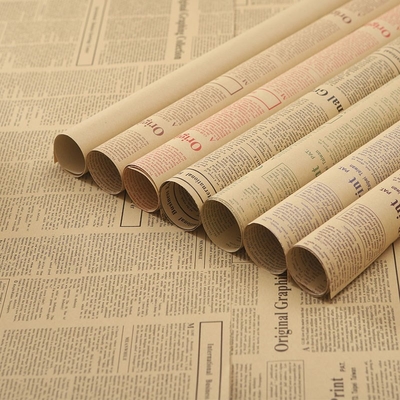 Bom preço. Papel de revestimento de jornais para buquês Material de embalagem floral - Papel Kraft Vintage on-line