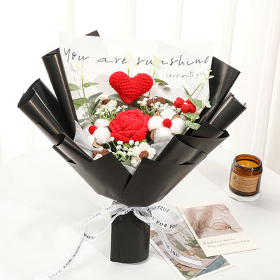 comprar Transfronteiriço madeira artesanal de lã de malha tecida rosa imortal flor simulação buquê produto acabado 38 deusa dia das mulheres dia da mãe Fabricação em linha