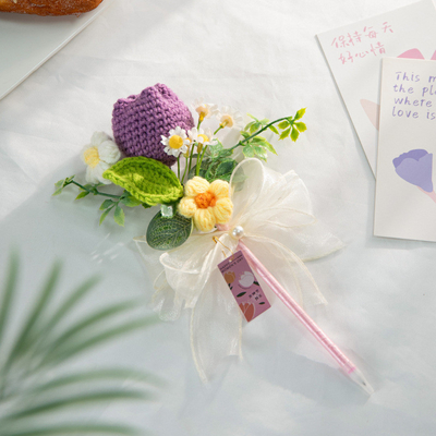 Bom preço. Presente para o Dia da Mãe - Caneta prática com buquê de girassol tricô on-line