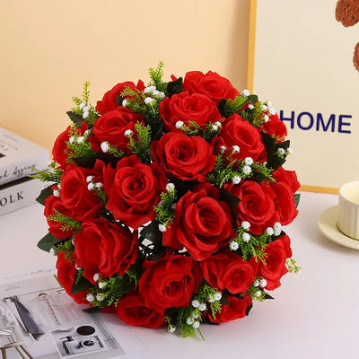 comprar Atacado Casamento Falsos Seda Falsos Bouquet Floral Plástico Rosas Artificiais Flores Bolas para Centrais de Casamento Fabricação em linha