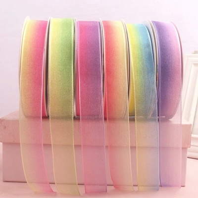 comprar Gaze de pérola de dois tons, gaze de neve, renda de gradiente, renda, embalagem de fita, fitas coloridas, flores frescas, roupa de férias fita decorativa online manufacture