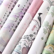 comprar Dia dos Namorados Pintura a óleo de estilo antigo Lótus Underglaze Beleza Flor Papel de embalagem online manufacture