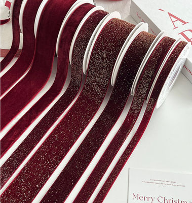 comprar Faixa de veludo vermelho feita pelo homem para arte floral feita à mão Ano de embalagens de presentes e projetos de bricolage Material de fita de tecido Fabricação em linha