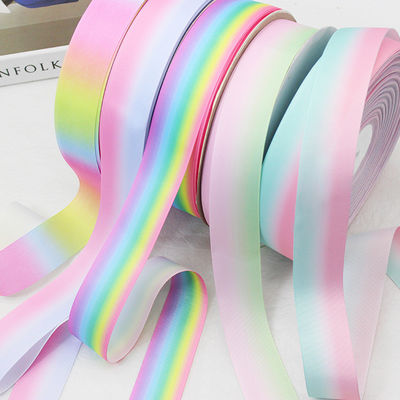 comprar Gradient Rainbow Ribbed Ribbon Transferência de calor Impressão DIY Bow Headband Caixa de presente Embalagem Material auxiliar Faixa para acessórios de cabelo Fabricação em linha