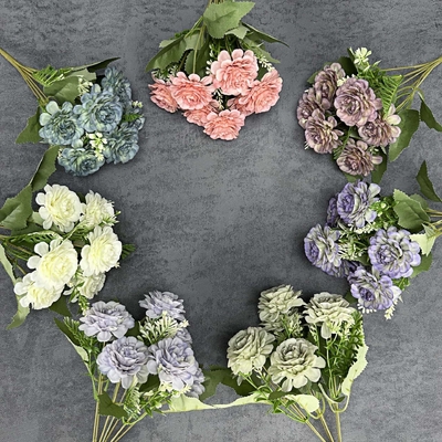 comprar Simulado 7 cabeças hibisco rosas buquê decoração para o lar decoração cena de casamento transfronteiriça decoração floral falsa feita à mão online manufacture