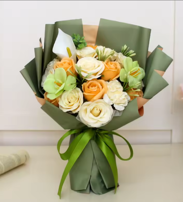 comprar Dia dos Namorados Presente de alta qualidade Sabão Simulação de Flor Rosa Bouquet de Flores Grandes para Namorada Esposa Amante Saco Tote Transparente Fabricação em linha