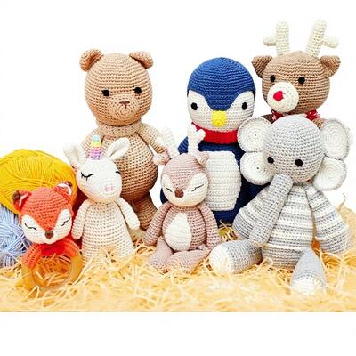 comprar Animal Cute Crochet artesanal boneca de tricô acabado tecido de algodão brinquedo de presente para bebê com algodão PP preenchimento 31-50cm Fabricação em linha