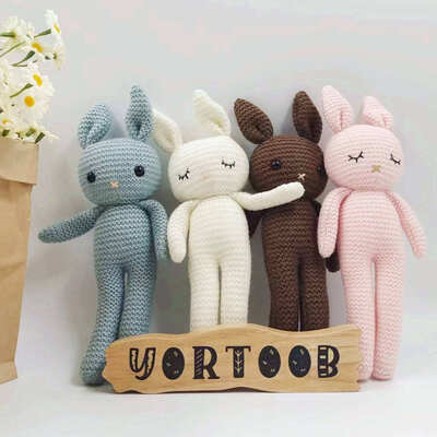 comprar Atacado Brincadeiras Bonitas Bebê Conforto Boneca Coelho Gancho Brinquedo Animal Amigurumi feito à mão Coelho Brinquedo Plush Fabricação em linha