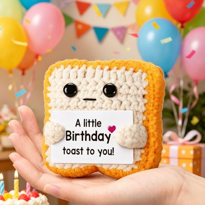 comprar Brinquedo de crochê feito à mão, pão torrado, brinquedo de pelúcia, boneca mini com cartão de encorajamento positivo, presente favorito para a festa de anos. Fabricação em linha