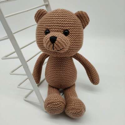 comprar Kawaii Bear Amigurumi Brinquedo de crochê macio feito à mão boneca de tricô bebê adormecido animal recheado brinquedo de pelúcia com preenchimento de algodão PP Fabricação em linha