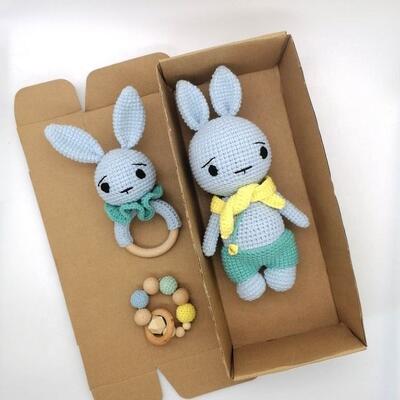 comprar 100% brinquedo de coelhos de crochê feito à mão bonecas Amigurumi animais de crochê de pelúcia coelhos recheados brinquedo de dentição de bebê Fabricação em linha