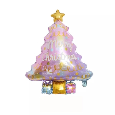 Bom preço. Gráfico Árvore de Natal Rosa em forma de folha Balão auto-selado Balão reutilizável para o Ano Festa de suprimentos de alumínio filme on-line