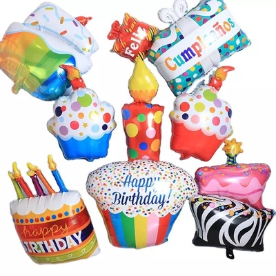 Bom preço. Presentes de bolo de aniversário de estilo novo atacado em forma de balões de mylar de folha de hélio para decoração de festa de bebê de feliz aniversário on-line