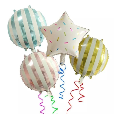 Bom preço. Balão de folha de hélio padrão listrado redondo 18 polegadas para decoração de festa Tik Tok on-line