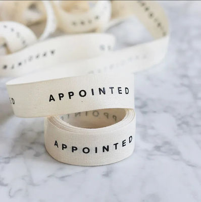 Bom preço. Preto 100% da fita do presente da flor do algodão do costume com Logo Printed For Bag Straps on-line