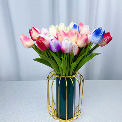 Bom preço. Flores de tulipa falsas de ramo único de pvc de plástico de sensação macia artificial toque real on-line