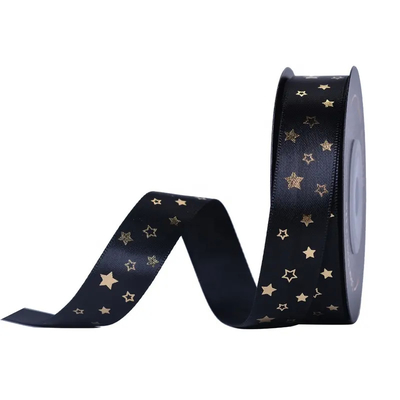 Bom preço. FAMOUS Black Gilding Custom Silk Ribbon Impresso Para Logotipo Regalos fitas Webbing Wholesale on-line