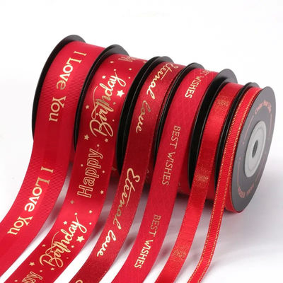Bom preço. Red Double Face Satin Grosgrain Printed Ribbon Natal embalagem presente on-line
