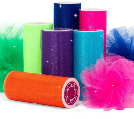 Bom preço. Rolo de tecido de tulle de nylon brilhantes on-line