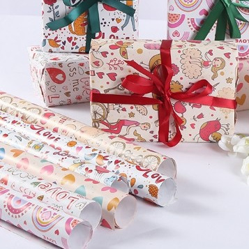Bom preço. Tecnologia de impressão a jato de tinta Feira de aniversário Folhas de papel de embrulho de presente Rolo de papel de embrulho on-line