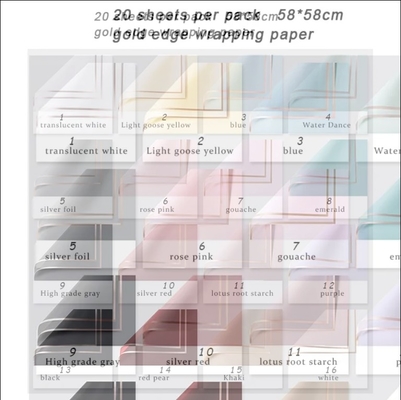 Bom preço Papel de envolvimento de rosa de borda dourada semitransparente de estilo coreano 58*58cm 20 folhas por pacote on-line