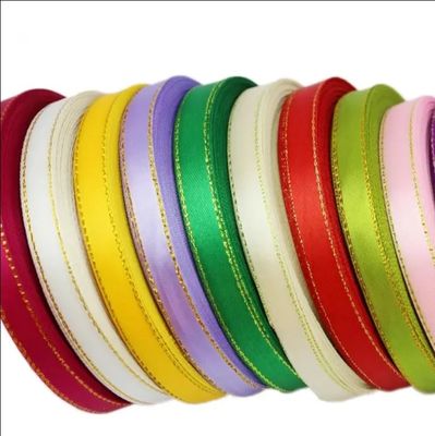 Bom preço. High Tenacity Satin Ribbons Pink Golden Edge Ribbon Ribbons para embalagens de presentes on-line