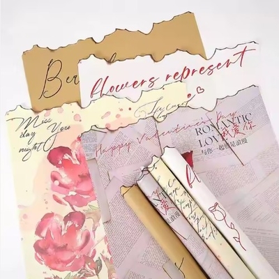 Bom preço. Papel de embalagem de buquê de flores impermeável Carta de amor Imprimir Papel de embalagem de flores on-line