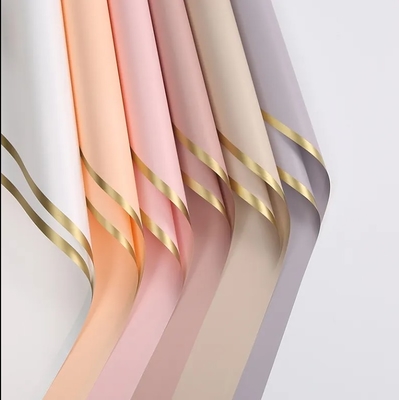 Bom preço 2024 Borda de ouro Papel de embrulho de flores de plástico Multicolor Impermeável Espessado para flor fresca on-line