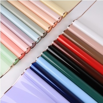 Bom preço. Papel de embrulho de flores da Idade de Ouro de Lizhiran Jelly Film Gold Edge Water Glossy Film Bouquet Paper on-line