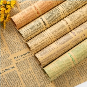 Bom preço. Papel de embrulho de flores de 50*70cm em estilo de jornal inglês vintage para embalagens de presentes on-line