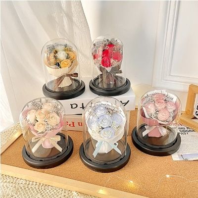 Bom preço. Fio de lã Francês Simulação Romântica Abraço de Flores Balde Ornamentos Rosa Iluminada Criativa Bouquet Dia dos Namorados presente Bolsa de Flores de Mão 11x15cm on-line