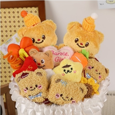 Bom preço Carinhosos Bouquet de Urso de Manteiga Brinquedos Recheados Cartoon Pequena Boneca Brinquedo Bouquet Para Namorada on-line