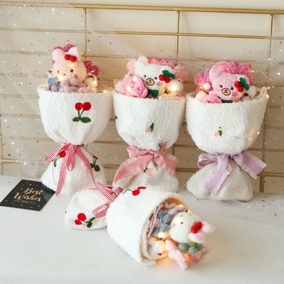 Bom preço Bouquet de boneca lindo Plush Bunny Bouquet de boneca Natal Natal presente de férias Finished Bouquet de tecido on-line