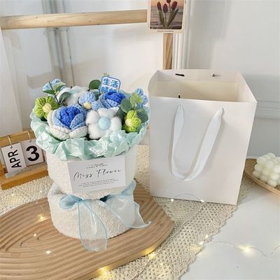 Bom preço. Bouquet de orelhas de coelhos de lã Arranjo de flores de mão 20x35cm Ideal para aniversários Bestie ou presente para professores on-line