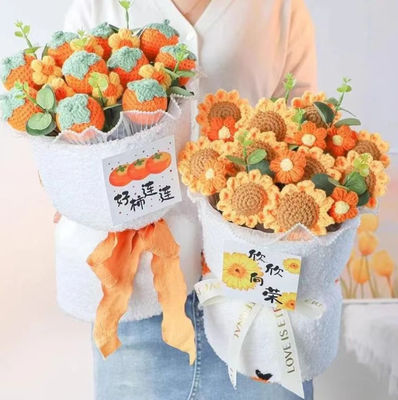 Bom preço. Bouquet de girassol tricô feito à mão, presente de aniversário para namorada/bestiário, presente criativo de formatura on-line