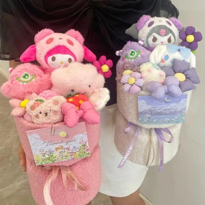 Bom preço. Bouquet de boneca Kuromi de 20x35cm de cores múltiplas Perfeito presente para a sua namorada no Dia das Crianças on-line