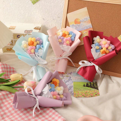 Bom preço Puff Stitch Mini Tricote Bouquet Carinhosos Flor de Fio Regalo para o aniversário de sua Bestie's / Dia dos Namorados on-line